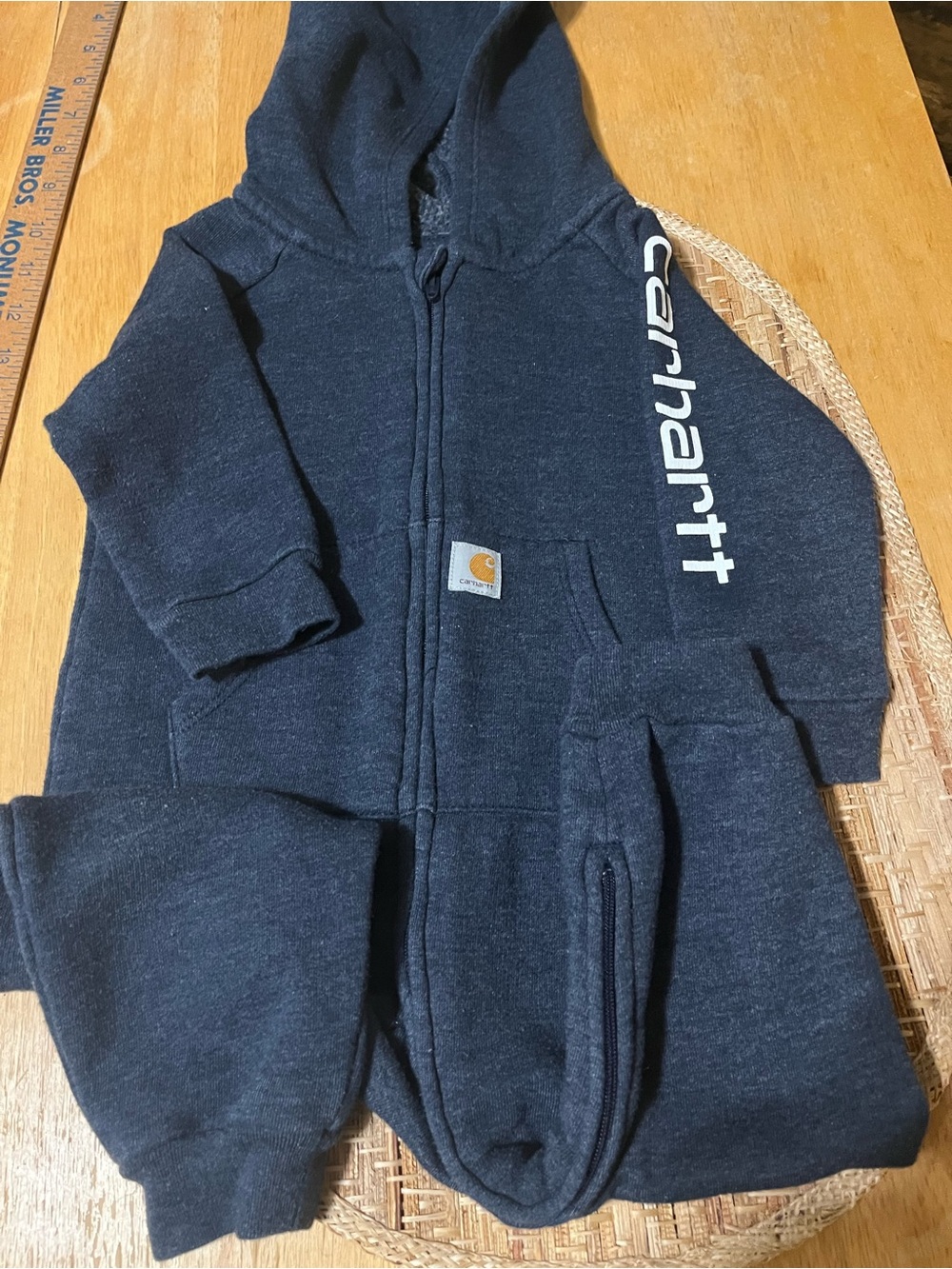 Carhartt Kids Dark Navy Zip-Up Hooded Sweatshirt with Sleeve Logo